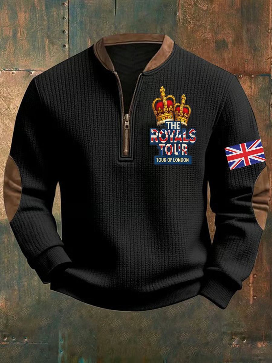 Men's Vintage England Flag The Royals Tour Printed Sweatshirt