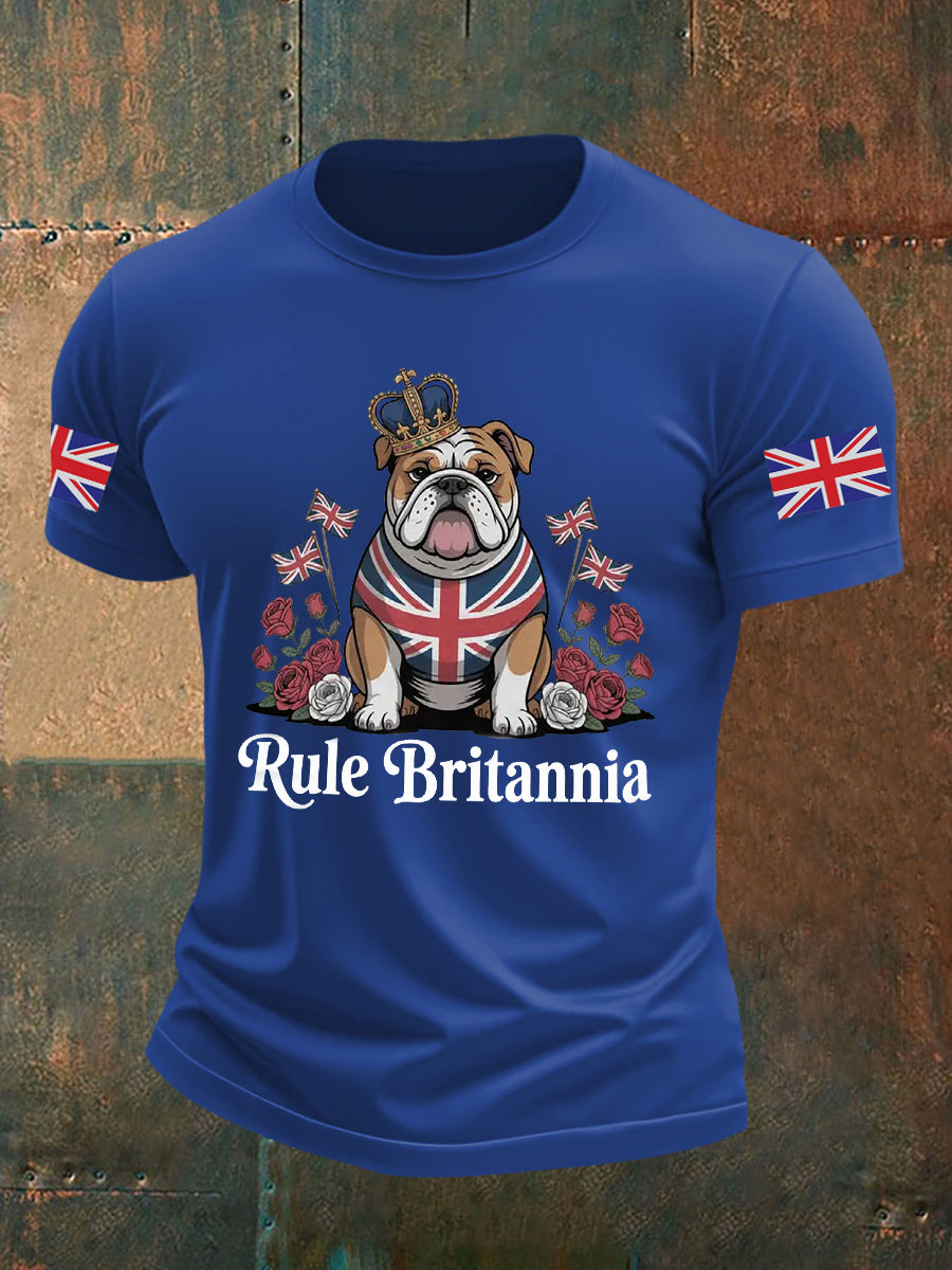 Men's Vintage England Flag Rule Britannia Printed T-shirt