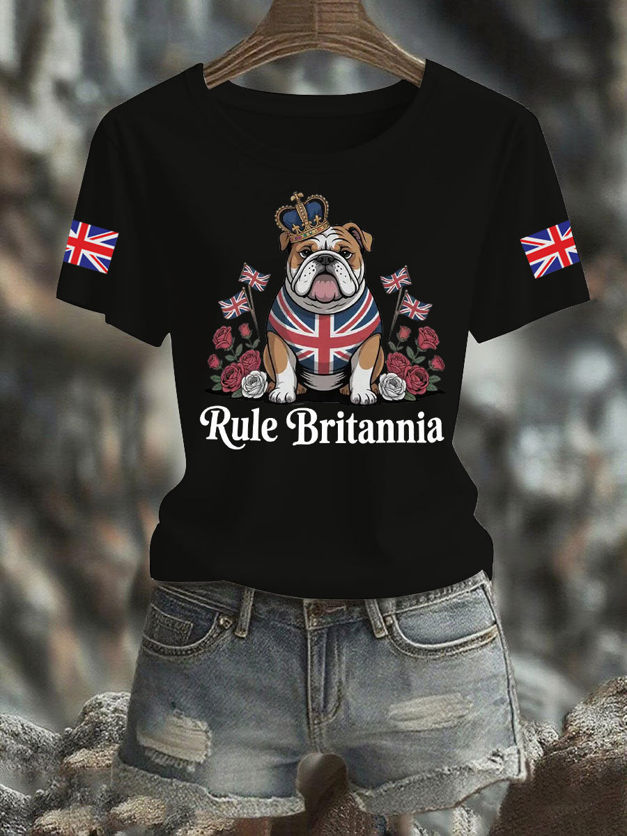 Women's Vintage England Flag Rule Britannia Printed T-shirt