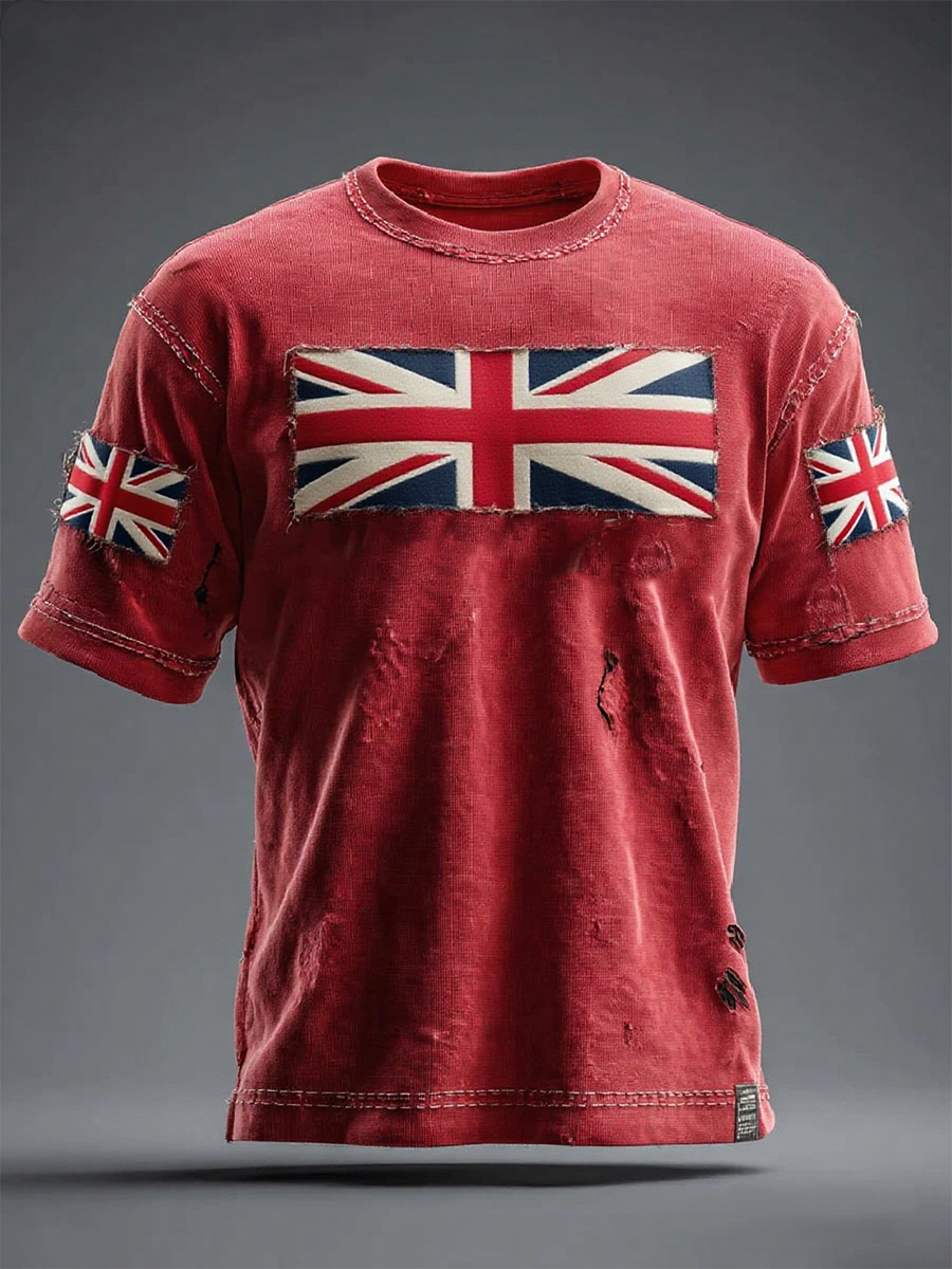 Men's British Flag Printed Casual short sleeves t-shirt