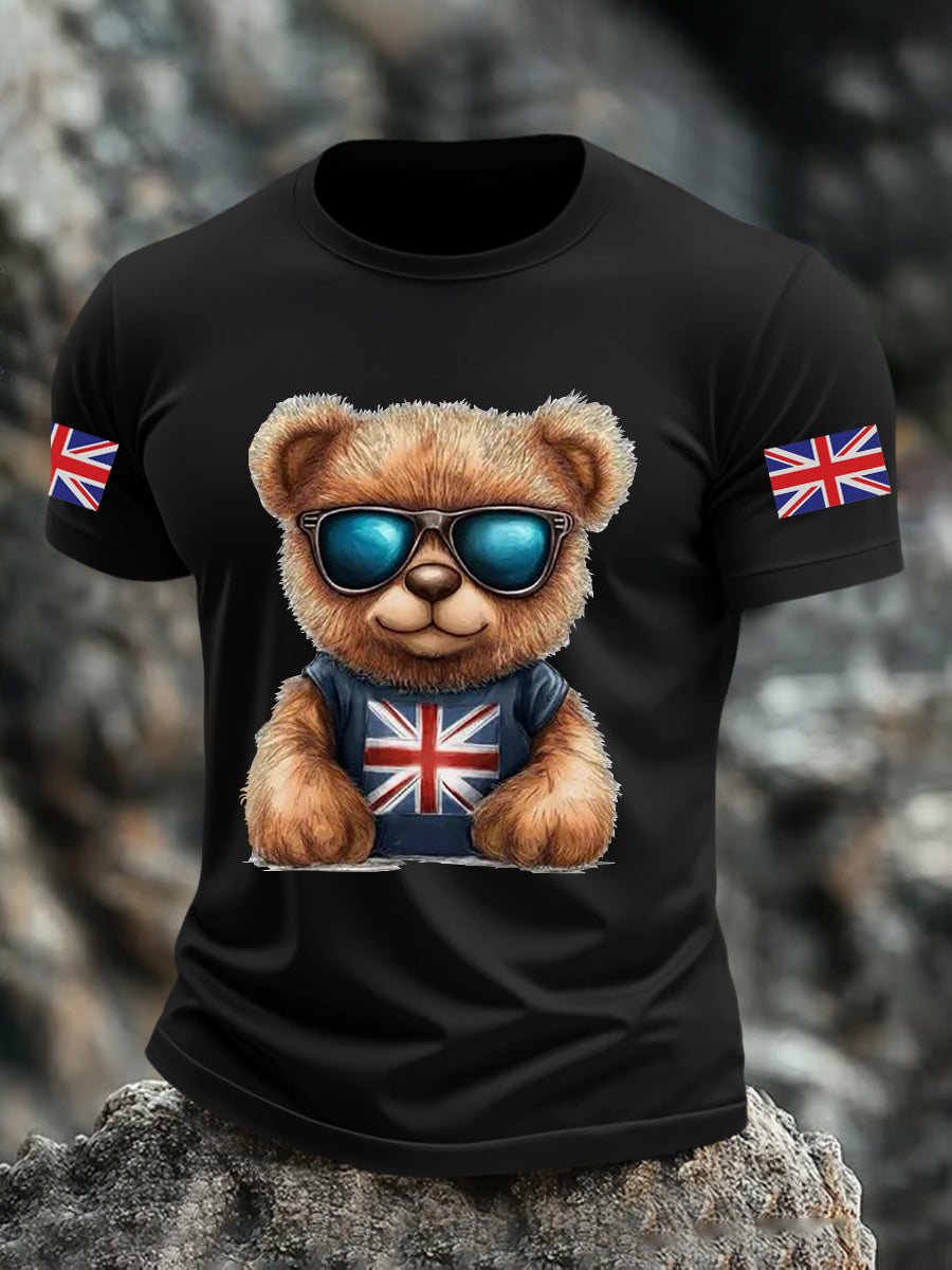 Men's Vintage England Flag Beer Printed T-shirt