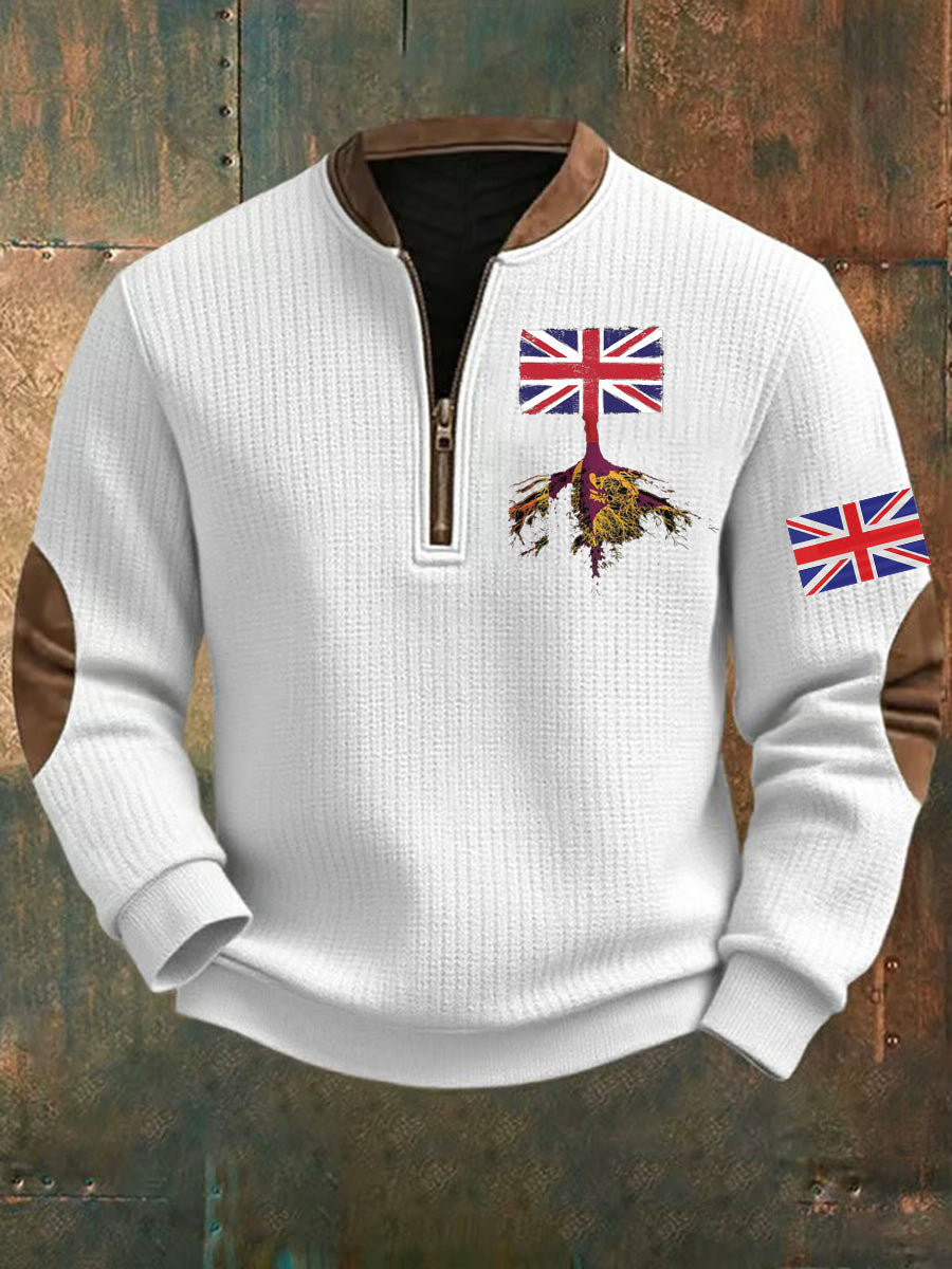 Men's Vintage England Flag Printed Sweatshirt