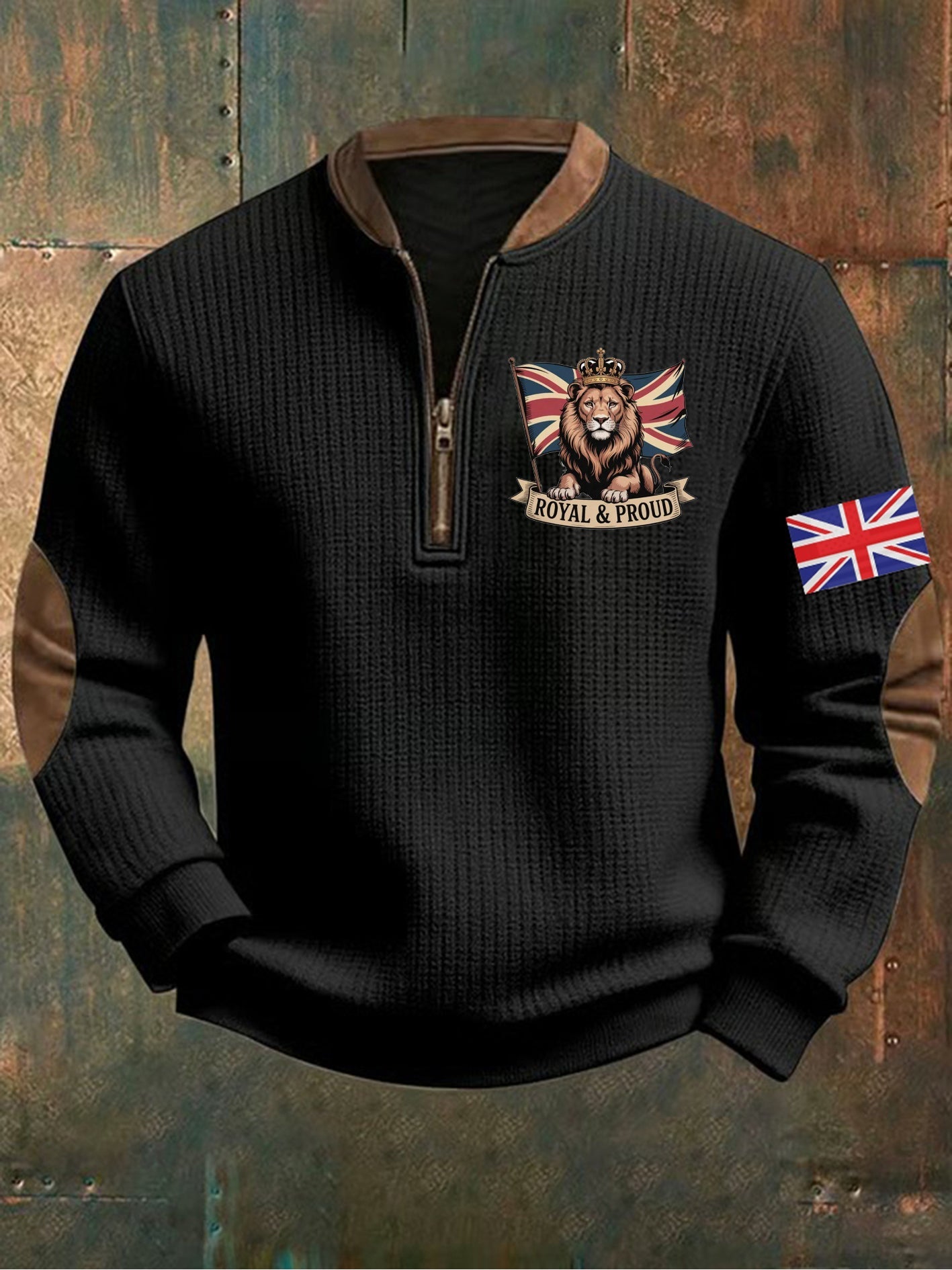 Men's Vintage England Flag Lion Printed Sweatshirt