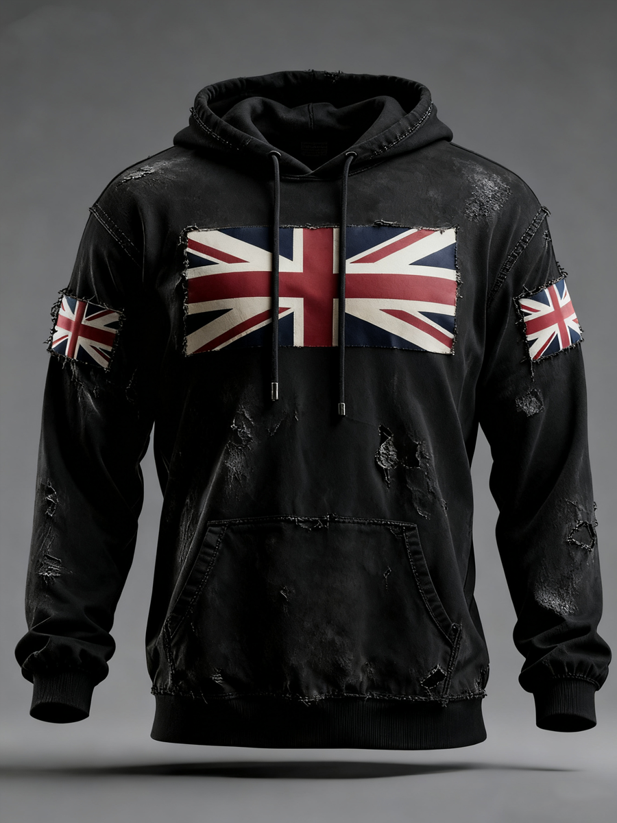 Men's British Flag Printed Hoodie
