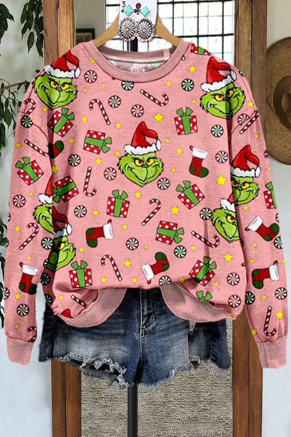 Elegant Grinch Contrasting Sweatshirt