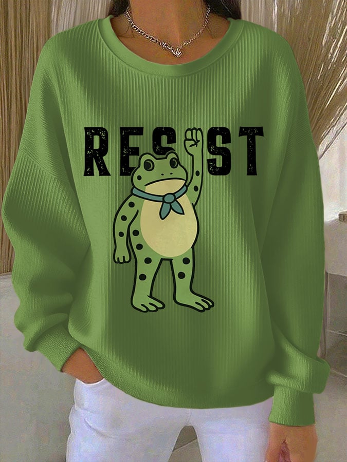 Women's Resist Frog Print Casual Sweatshirt