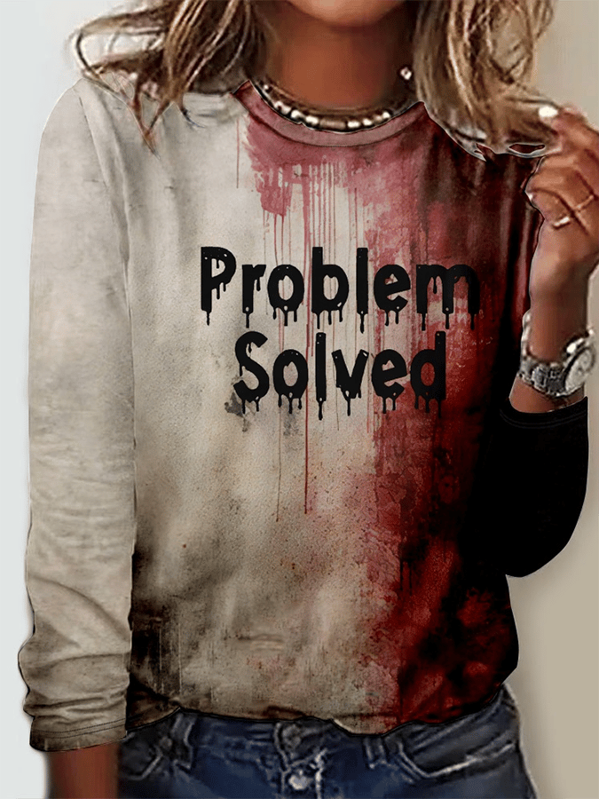 Women's Problem Solved Halloween Print Long Sleeve T-Shirt