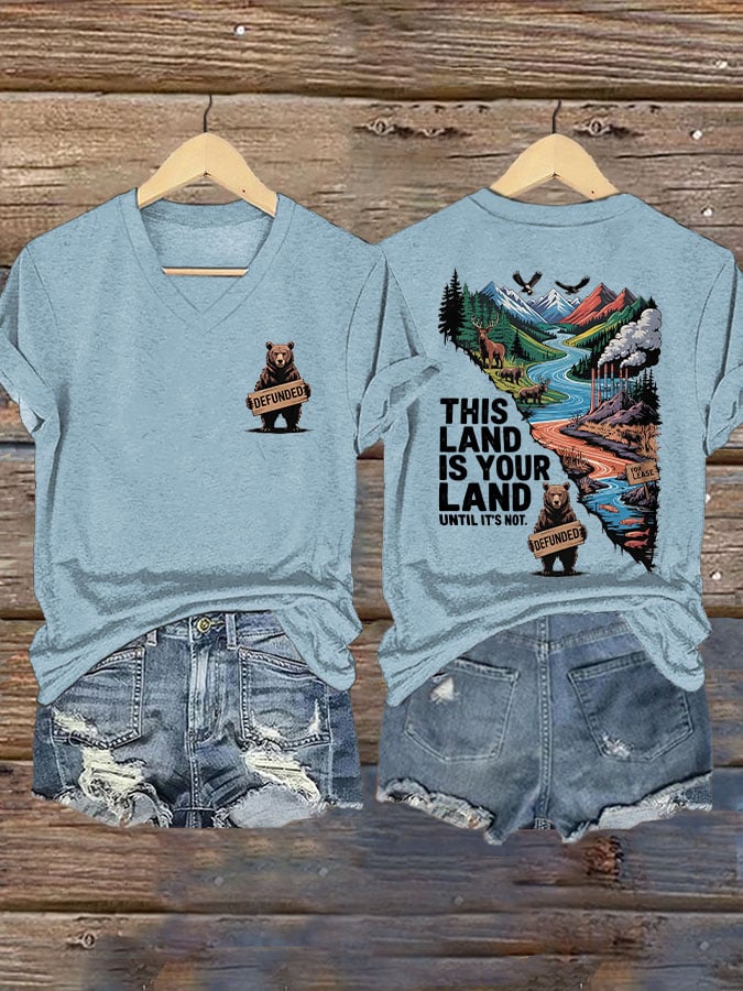 Women's This Land Is Your Land Until It's Not Printed T-shirt
