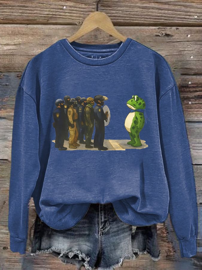 Women's Portland Frog Print Casual Sweatshirt