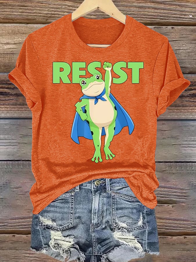 Women's  Portland Frog Art Print Casual T-Shirt