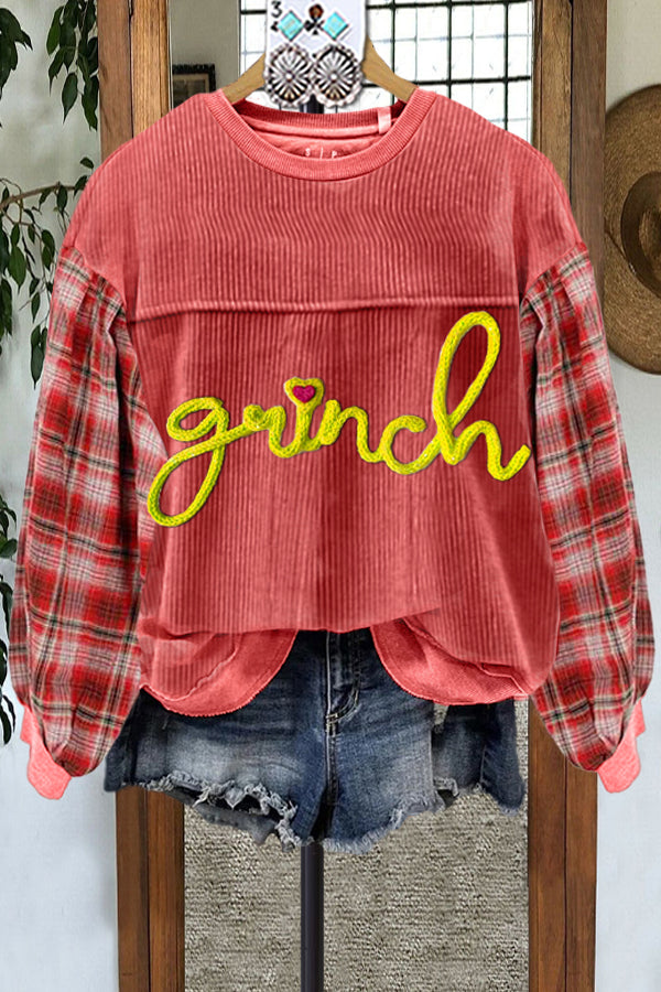 Classic Corduroy Christmas Grinch Sweatshirt