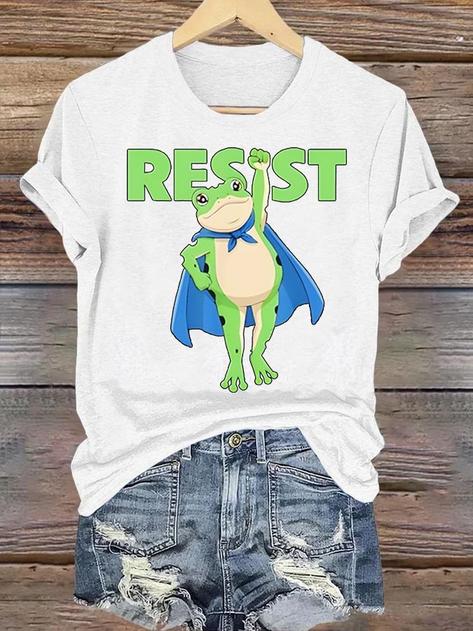 Women's  Portland Frog Art Print Casual T-Shirt