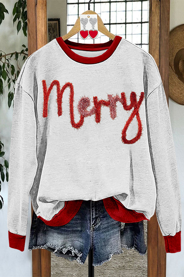 Christmas Shiny Print Sweatshirt