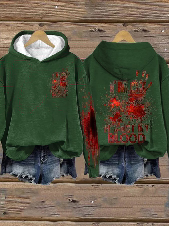I'M Ok It'S Not My Blood Halloween Women's Printed Long Sleeve Sweatshirt