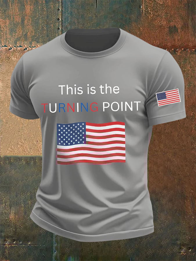 Men's This Is The Turning Point  Print Round Neck T-Shirt