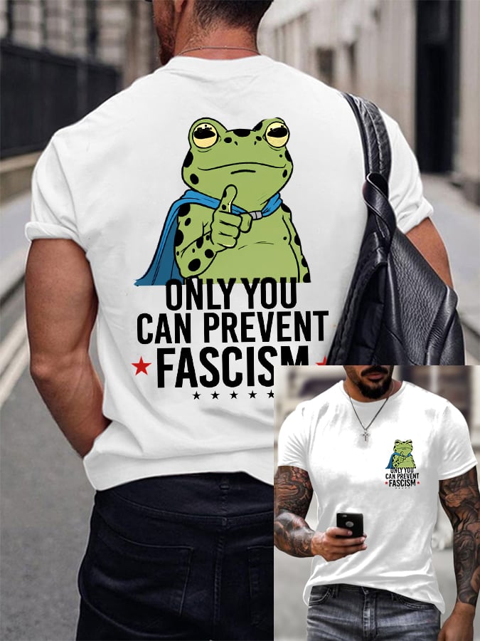 Men's ONLY YOU CAN PREVENT FASCISM Vintage Graphic Print T-Shirt