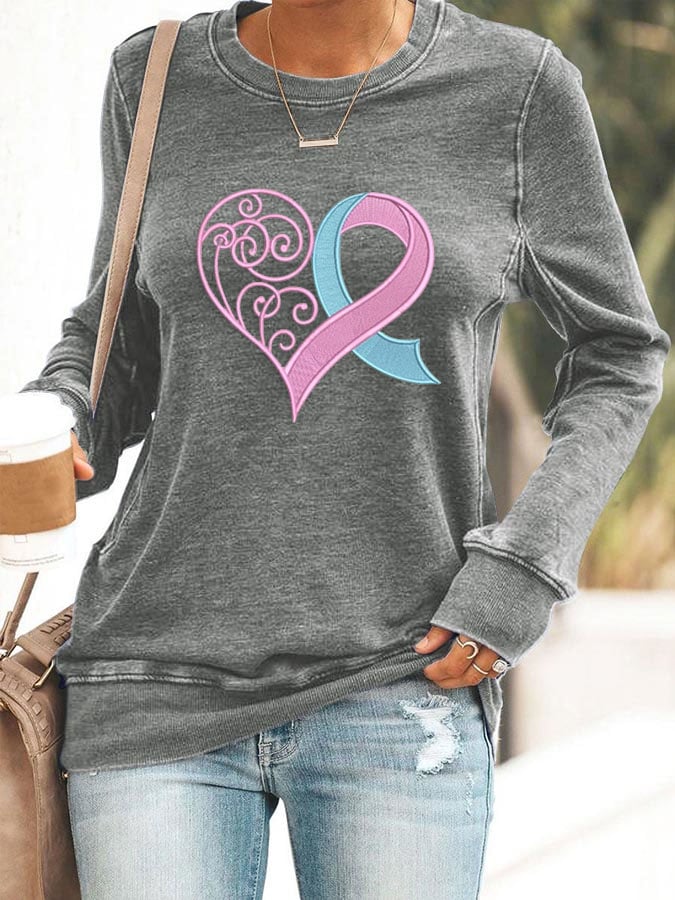 Women's Breast Cancer Awareness Print Sweatshirt