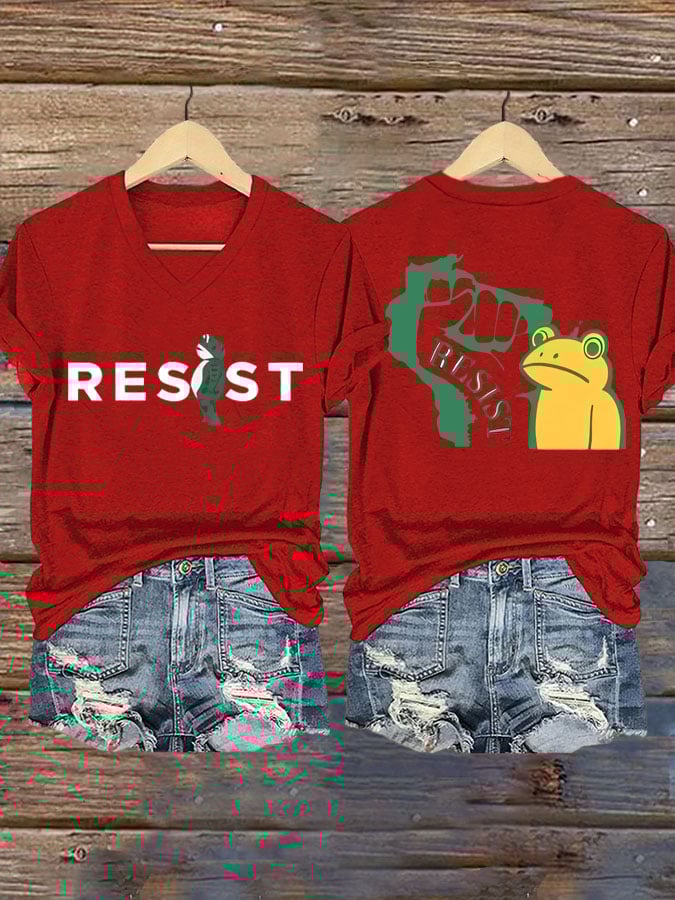 Women's FDT Portland Frog Protest Revolt Machine Print T-Shirt