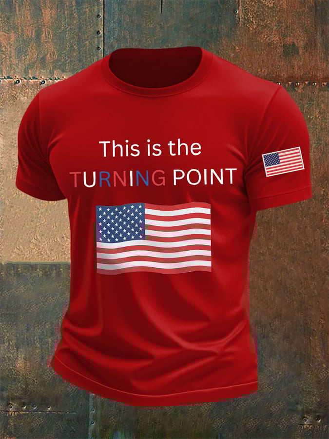 Men's This Is The Turning Point  Print Round Neck T-Shirt