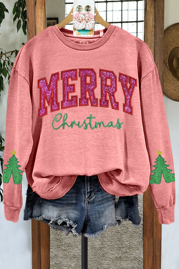 Classic Merry Christmas Contrasting Color Sweatshirt