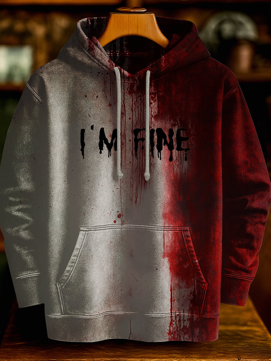 I'm Fine Halloween Art Print Hooded Sweatshirt