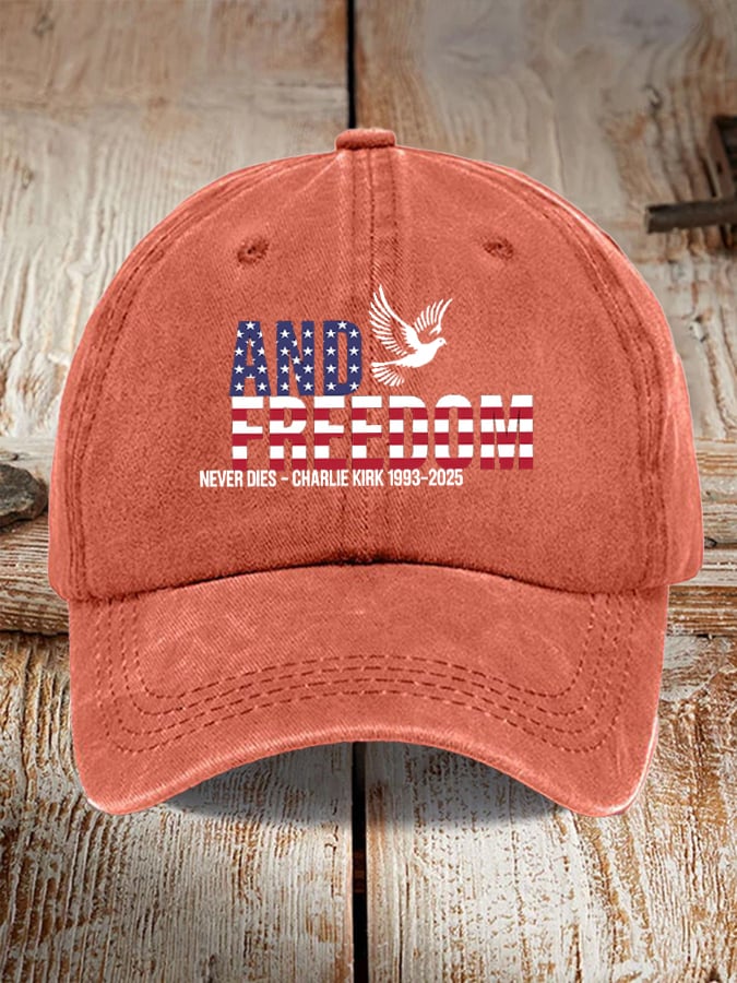 Peace and Freedom American Flag Print Baseball Cap