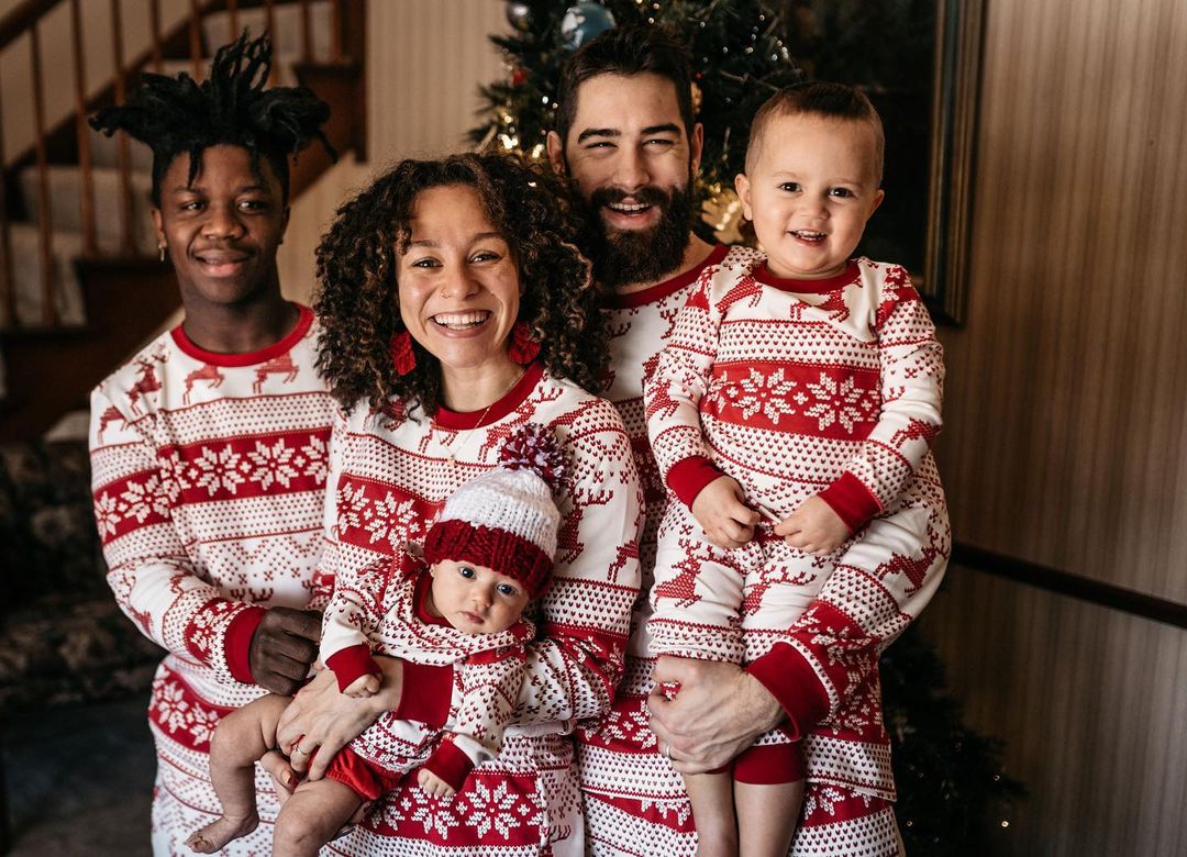 Cute Reindeer Print Matching Family Christmas Pajamas