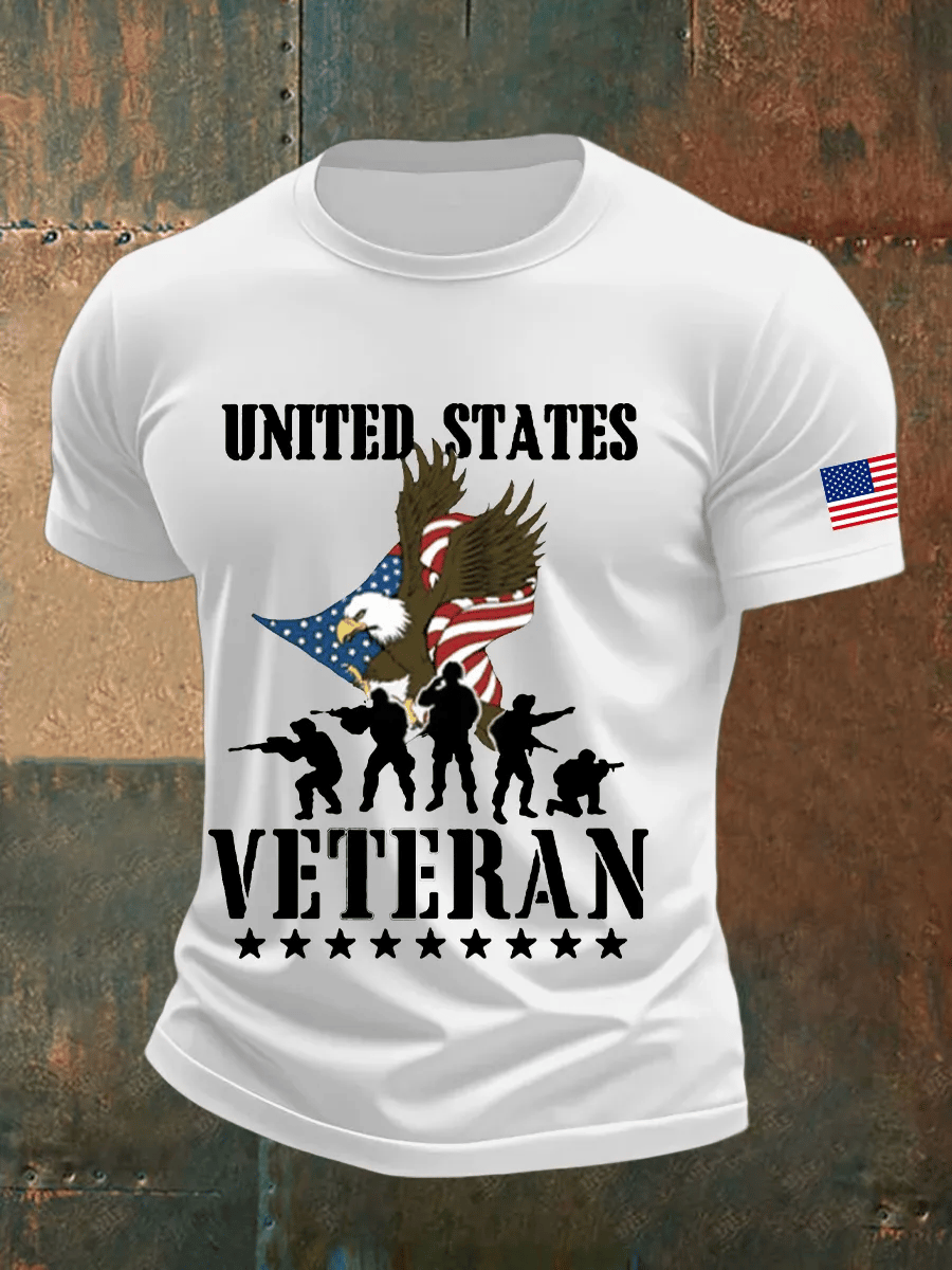 Men's Veteran Printed Round Neck T-Shirt