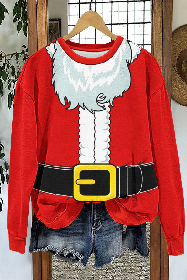 Unique Christmas Santa Claus Print Sweatshirt