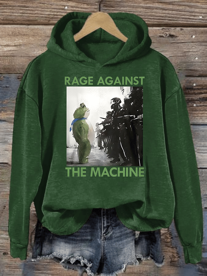 Women's Frog Resistance Print Casual Hoodie