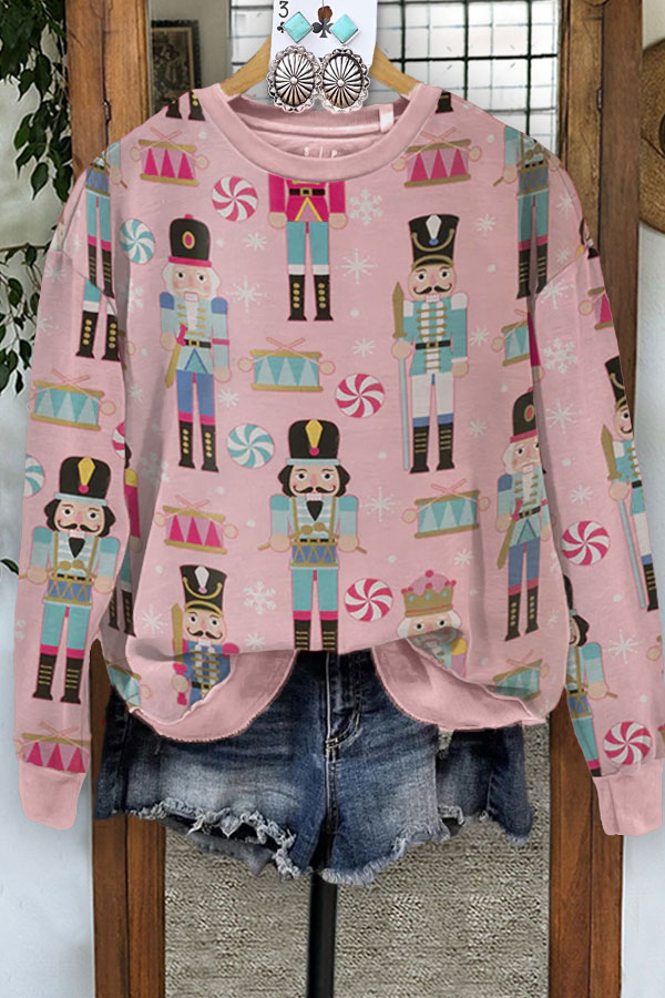Nutcracker Christmas Print Casual Sweatshirt