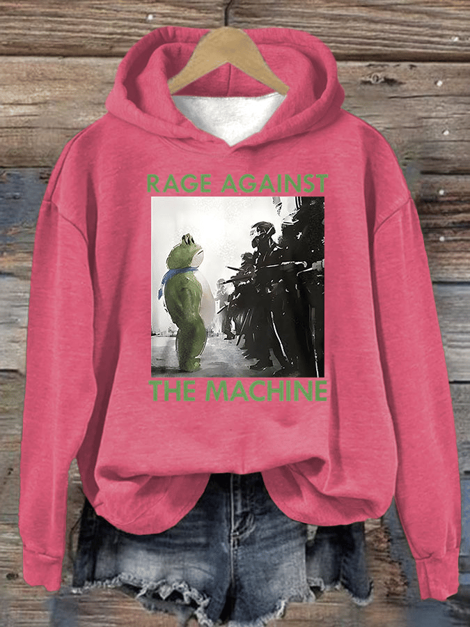 Women's Frog Resistance Print Casual Hoodie