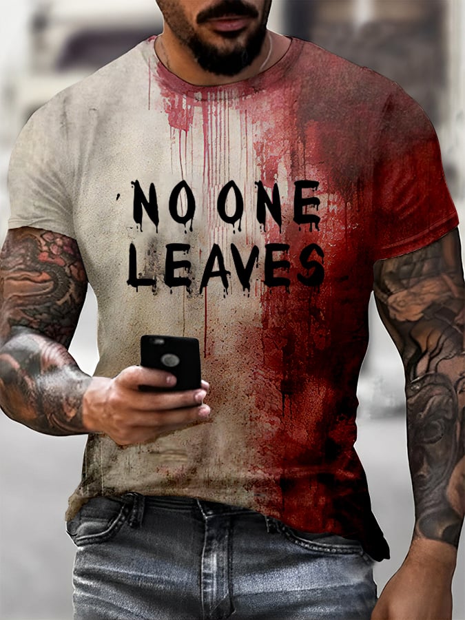 Men's  Halloween No One Leaves Print T-Shirt