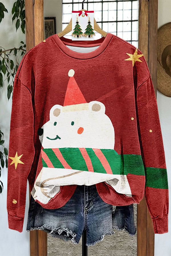 Christmas Bear Print Sweatshirt
