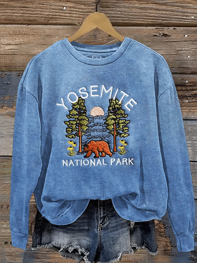 Women's National Park Protection Print Crew Neck Sweatshirt