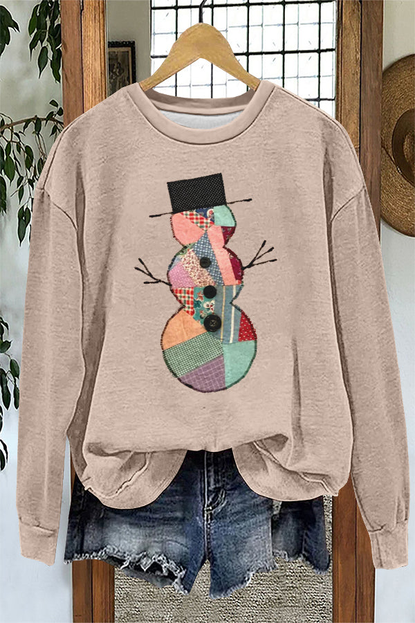 Cute Christmas Snowman Print Sweatshirt