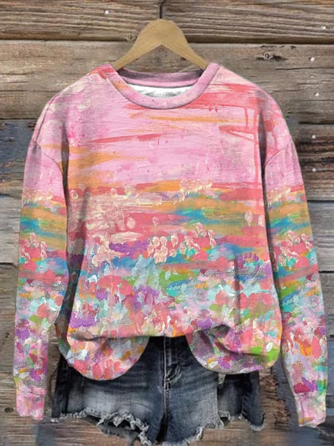 Women's Breast Cancer Awareness Print Long Sleeve Sweatshirt