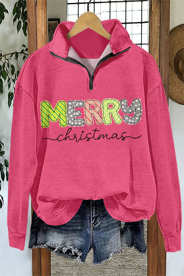 Sweet Merry Christmas Print Sweatshirt