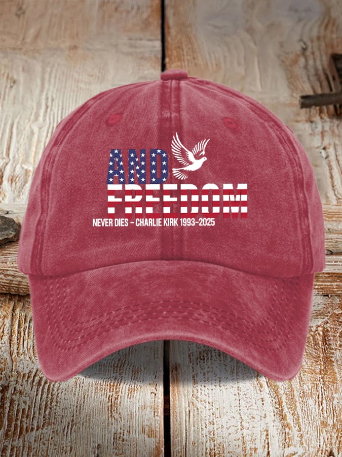 Peace and Freedom American Flag Print Baseball Cap