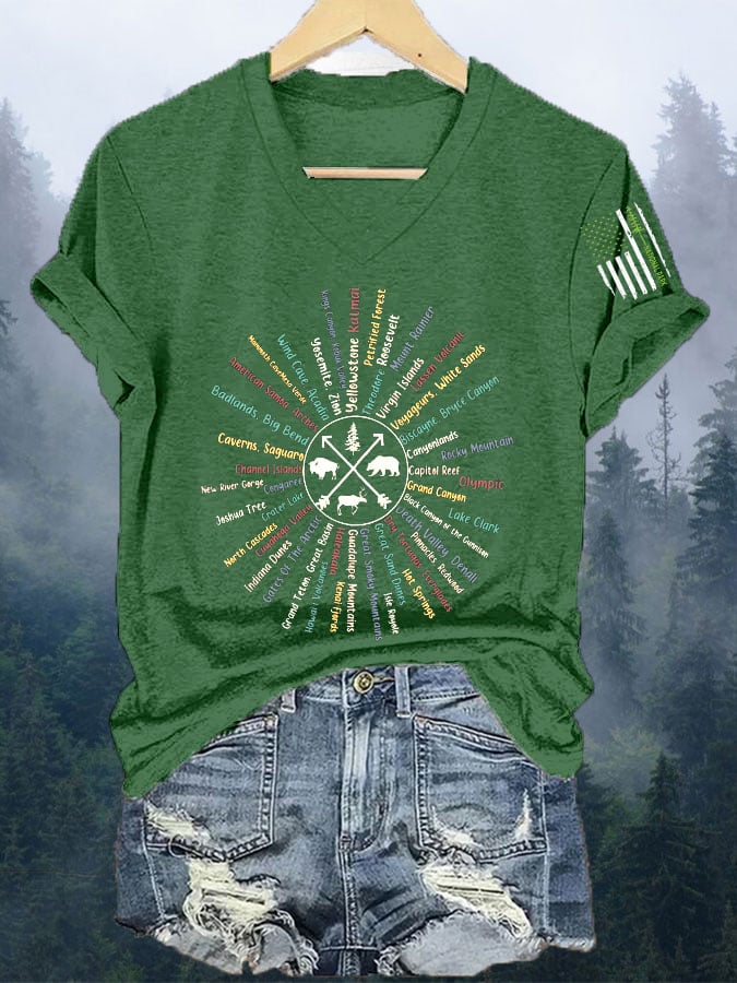 Women's Vintage National Park Print  T-Shirt