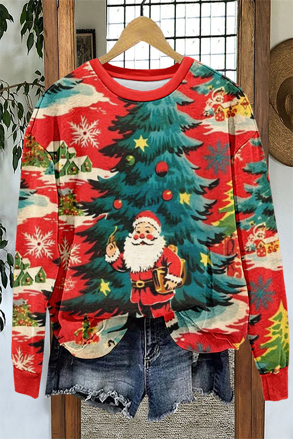 Cute Christmas Santa Claus Print Sweatshirt