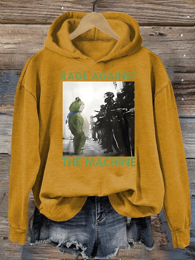 Women's Frog Resistance Print Casual Hoodie