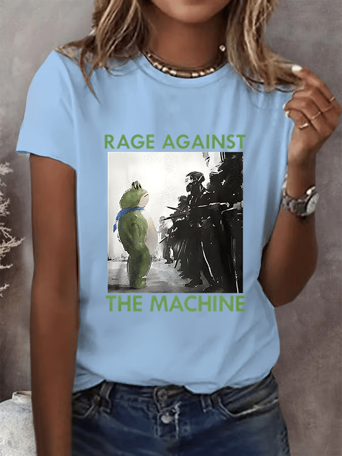 Women's  Portland Frog Resist  Printed Casual T-Shirt