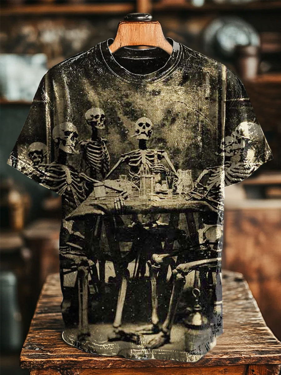 Vintage Skull Print Casual Top
