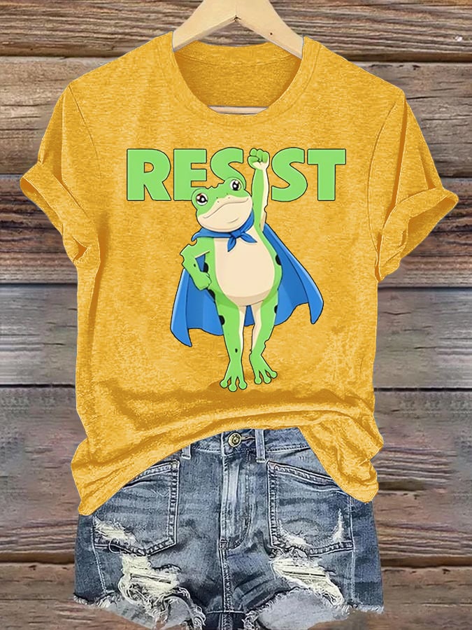 Women's  Portland Frog Art Print Casual T-Shirt