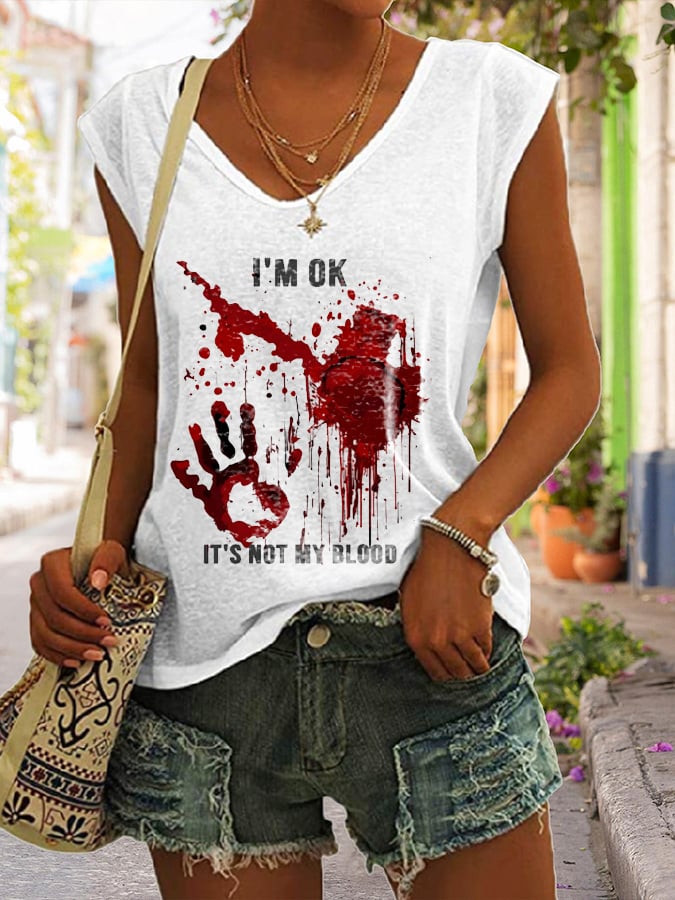 Women's All Saints' Day I'm OK  It's Not My Blood  Print Casual Vest