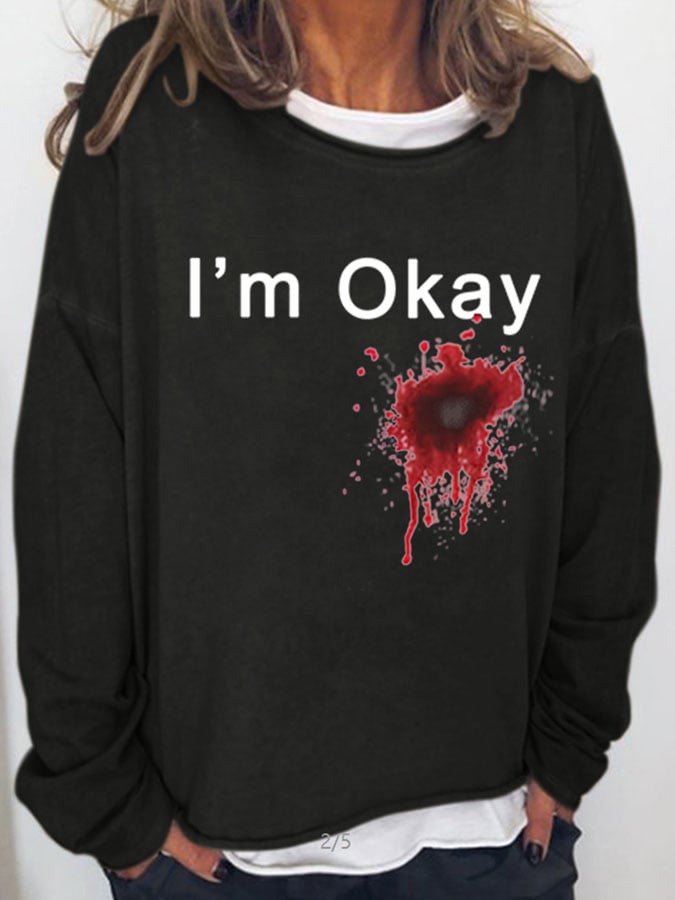 Fashion Print Long Sleeve Loose Sweatshirt