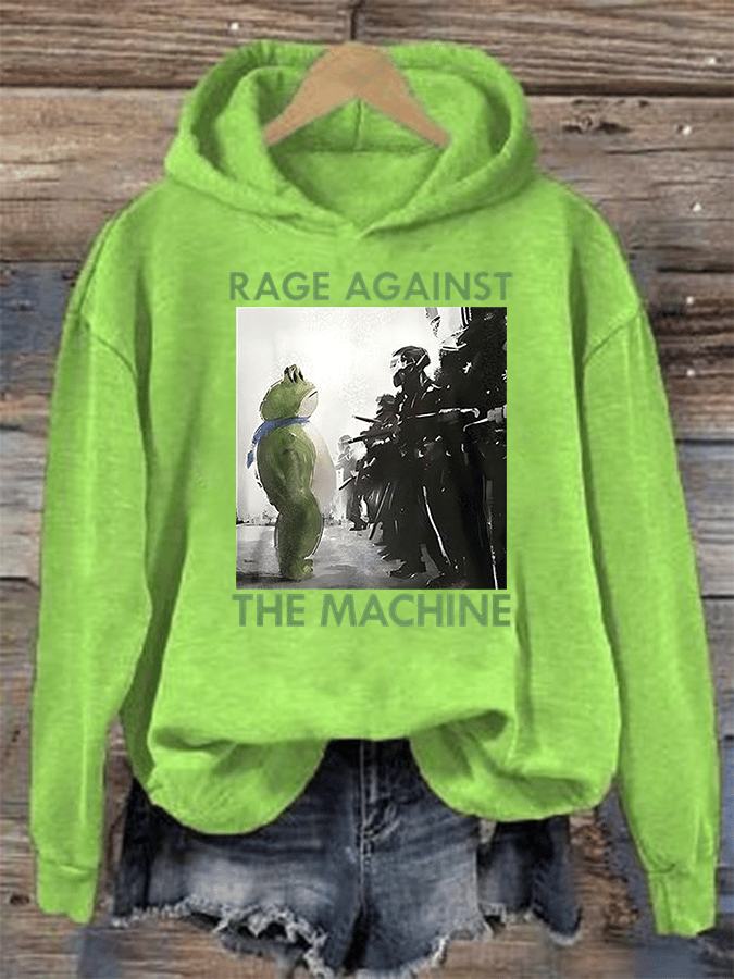 Women's Frog Resistance Print Casual Hoodie