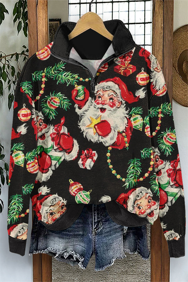 Classic Christmas Santa Claus Print Sweatshirt