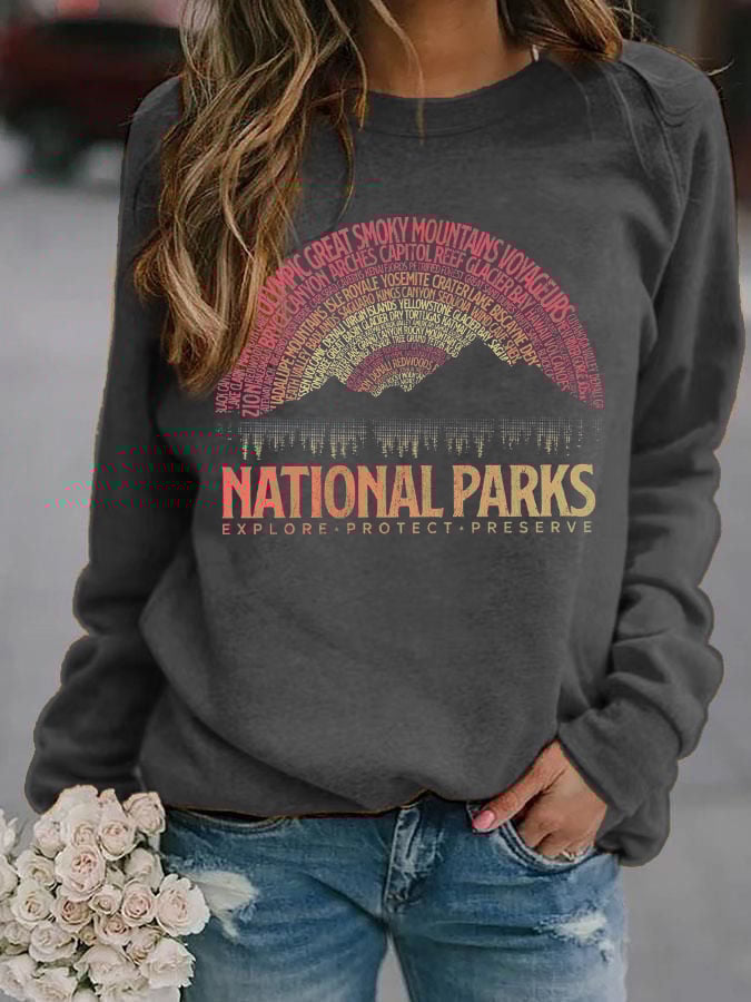 Women's National Parks Explore, Protect, Preserve Print Sweatshirt